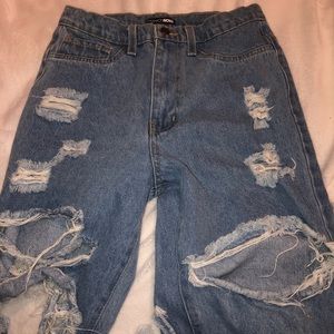 Fashion Nova distressed high waisted jeans